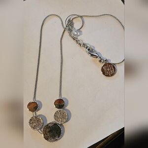 Elegant Silver White House Black Market Short Necklace with Textured Discs